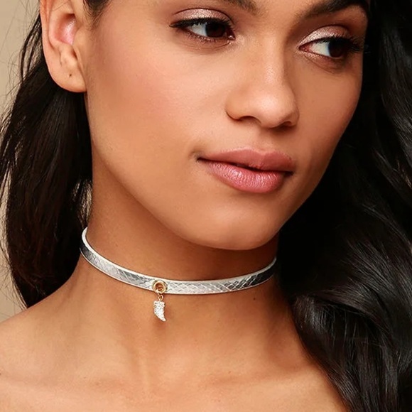 Ettika Silver Tooth Gold and Silver Leather Choker Necklace - Picture 7 of 7